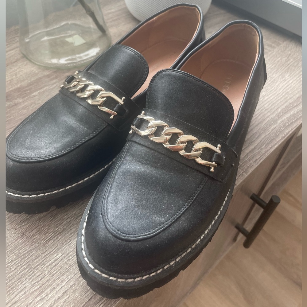 BCBGeneration Black Golf Chain Chunky Loafers